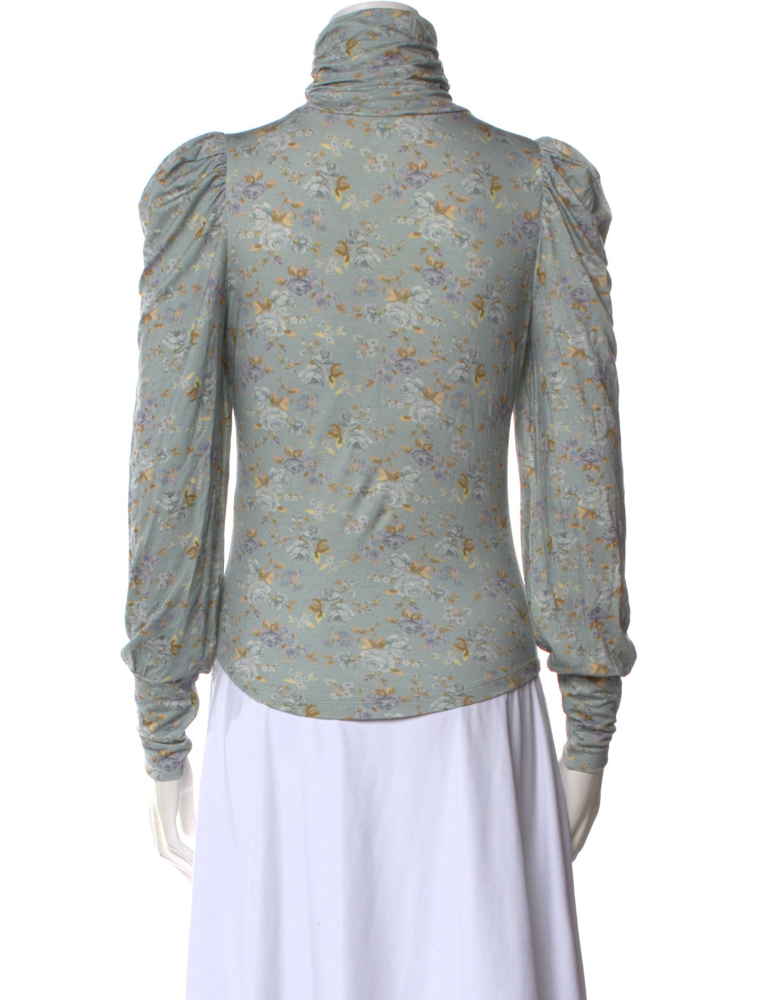 LoveShackFancy Floral Print Turtleneck Sweater